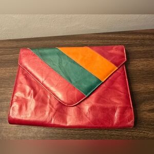 Margaret J Colorful Vintage Leather Clutch Bag